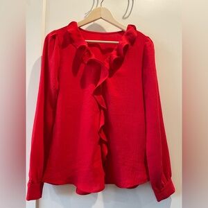 Chic Scarlet Ruffle Blouse